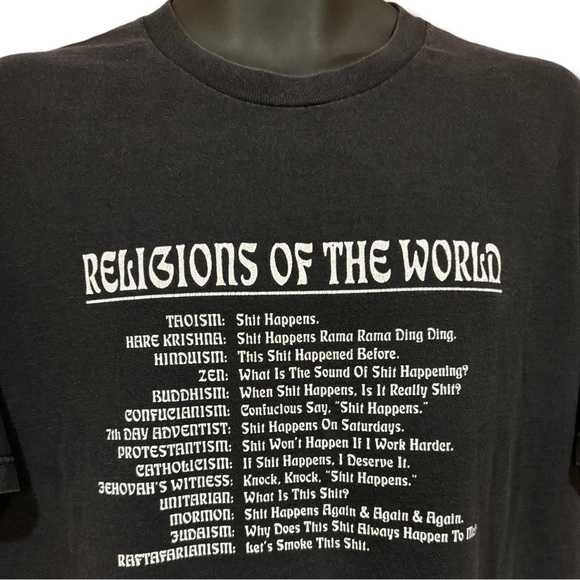Vintage 90s Religions Of The World Novelty T-Shirt - Picture 2 of 3